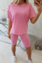 Komplet T-shirt oraz legginsy kolarki - Różowy