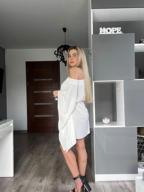 Elegancka sukienka damska kimono z wiązaniem - Biała Elegancka sukienka damska kimono z wiązaniem - Biała