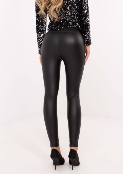 Czarne woskowane legginsy Czarne woskowane legginsy