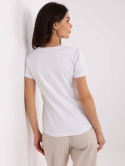 Biały bawełniany t-shirt z lekkim haftem