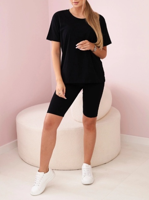 Komplet T-shirt i kolarki basic - CZARNE