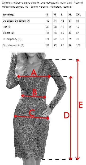 Koronkowa sukienka z długim rękawkiem i dekolotem V- CIEMNE BORDO