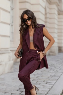 Spodnie cygaretki eleganckie - Bordowe