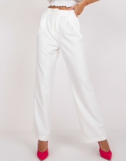Białe materiałowe spodnie z szerokimi nogawkami