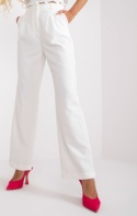 Białe materiałowe spodnie z szerokimi nogawkami