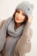 BOX PREZENTOWY KOMPLET czapka i szal Szary