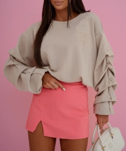 Bluza z marszcezniem na wiosnę Beżowa