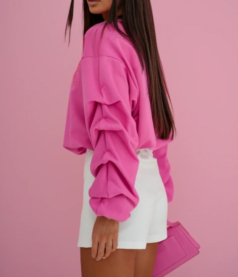 Bluza z marszcezniem na wiosnę Różowa