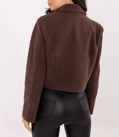 Brązowy krótki płaszcz Czekoladowy