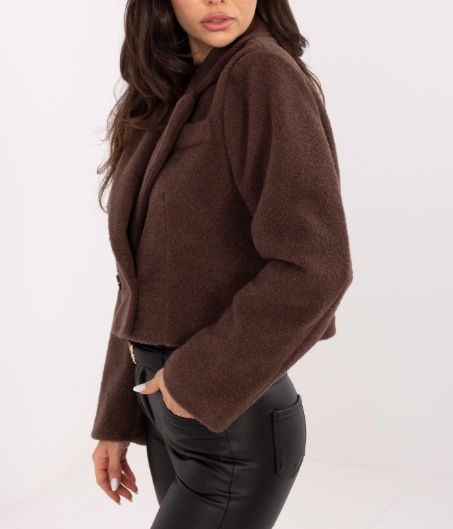 Brązowy krótki płaszcz Czekoladowy