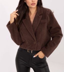 Brązowy krótki płaszcz Czekoladowy