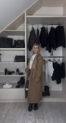 DŁUGI PŁASZCZ Z PASKIEM  KOPERTOWY TRENCZ