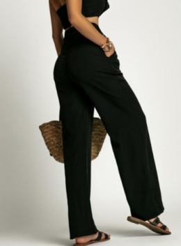 Eleganckie spodnie z szeroką nogawką Czarne
