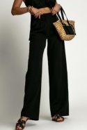 Eleganckie spodnie z szeroką nogawką Czarne