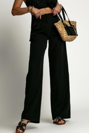 Eleganckie spodnie z szeroką nogawką Czarne