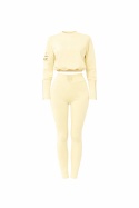 Komplet legginsy eleganckie + bluza krótka PREMIUM żółty