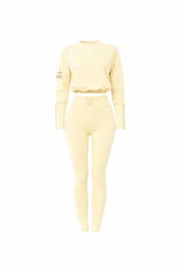 Komplet legginsy eleganckie + bluza krótka PREMIUM żółty