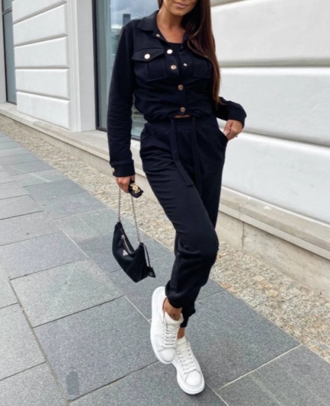 Komplet spodnie top kurtka/bluza PREMIUM czarna