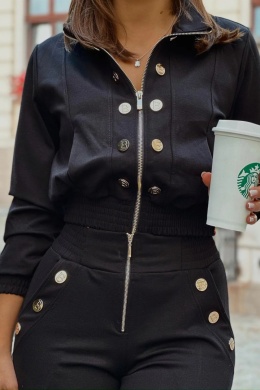 Komplet spodnie eleganckie + bomberka PREMIUM czarny