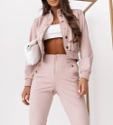 Komplet spodnie eleganckie + bomberka PREMIUM pudrowy róż