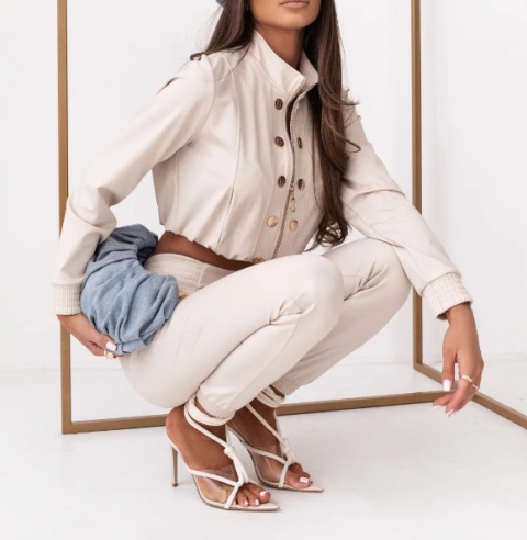 Komplet spodnie eleganckie + bomberka PREMIUM beżowy
