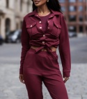 Komplet spodnie top kurtka/bluza PREMIUM bordowy
