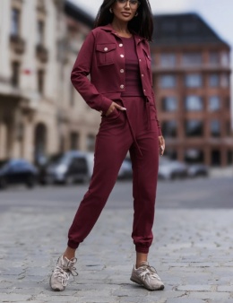 Komplet spodnie top kurtka/bluza PREMIUM bordowy
