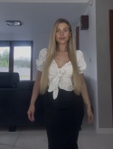 Bluzka koszulowa ażurowa z wiązaniem biała
