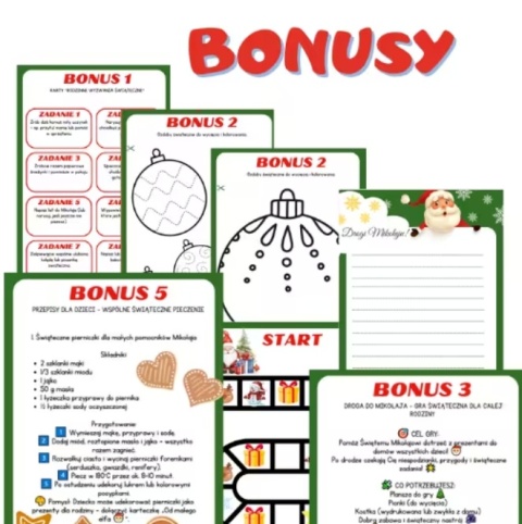 Kalendarz Adwentowy karty pracy do druku dla dzieci PDF + 10 BONUSÓW + DYPLOM