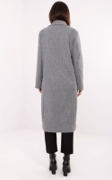 Szary długi płaszcz z kieszeniami