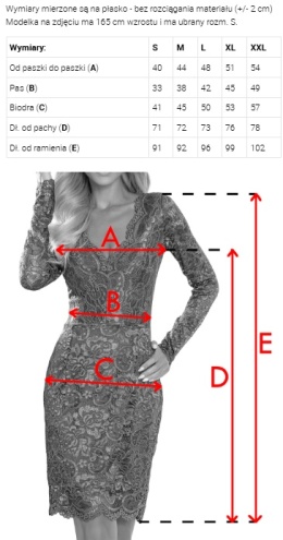Koronkowa sukienka z długim rękawkiem i dekolotem - CZARNA